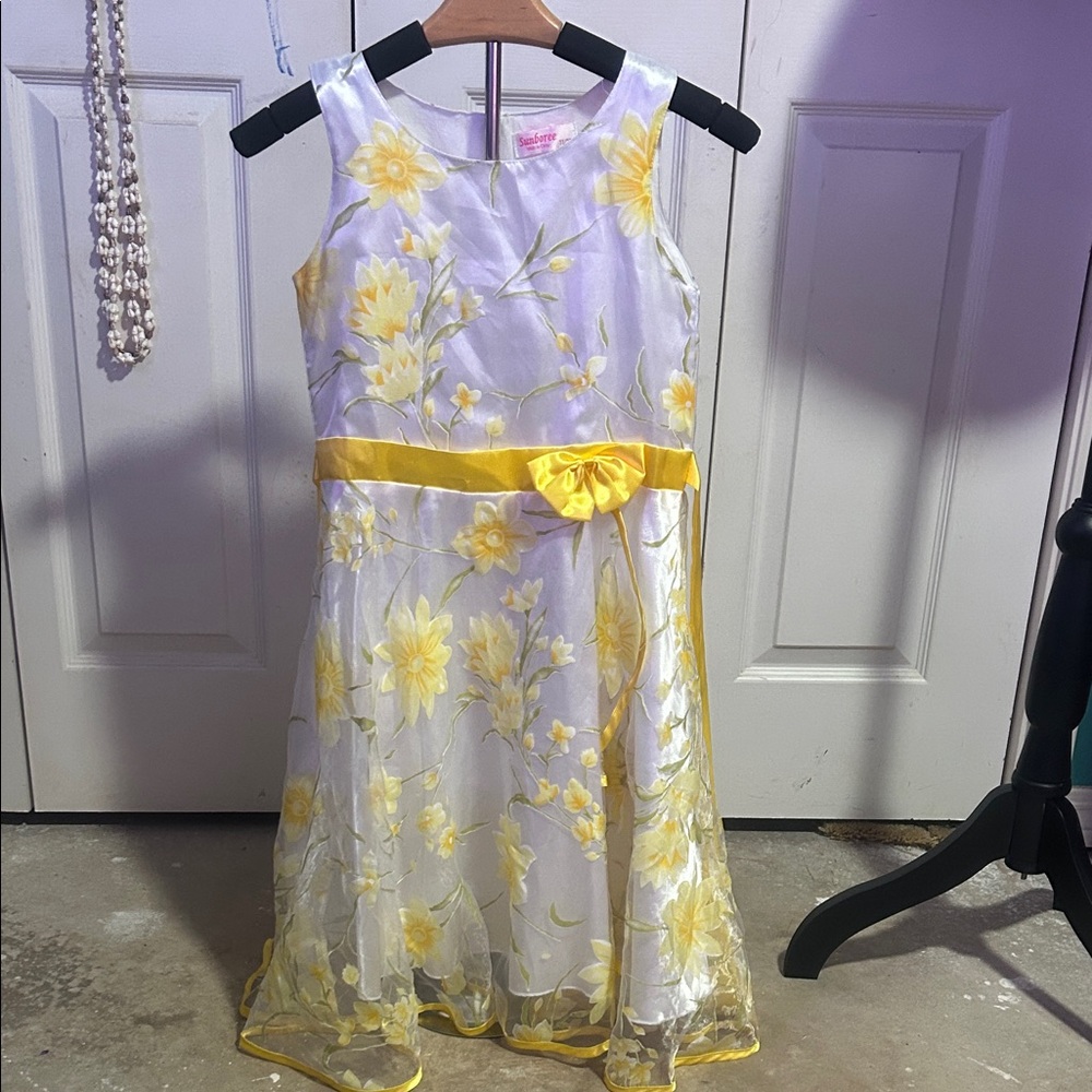Elegant Yellow and White Floral Kids Dress